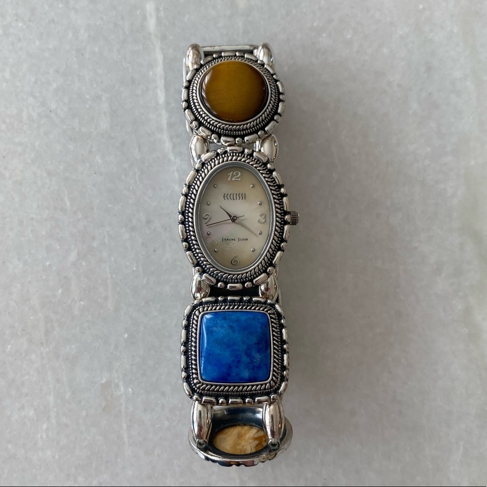 Sterling Silver Ecclissi Southwest Stone Bracelet Watch